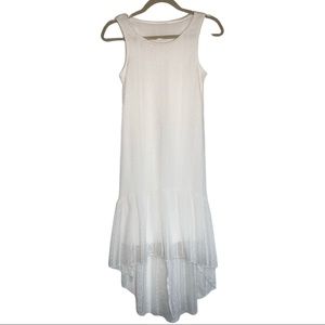 White hi-lo lace dress w/ lining - Small